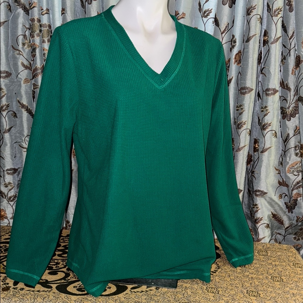 Karen Scott Teal V-Neck Long Sleeve Top
